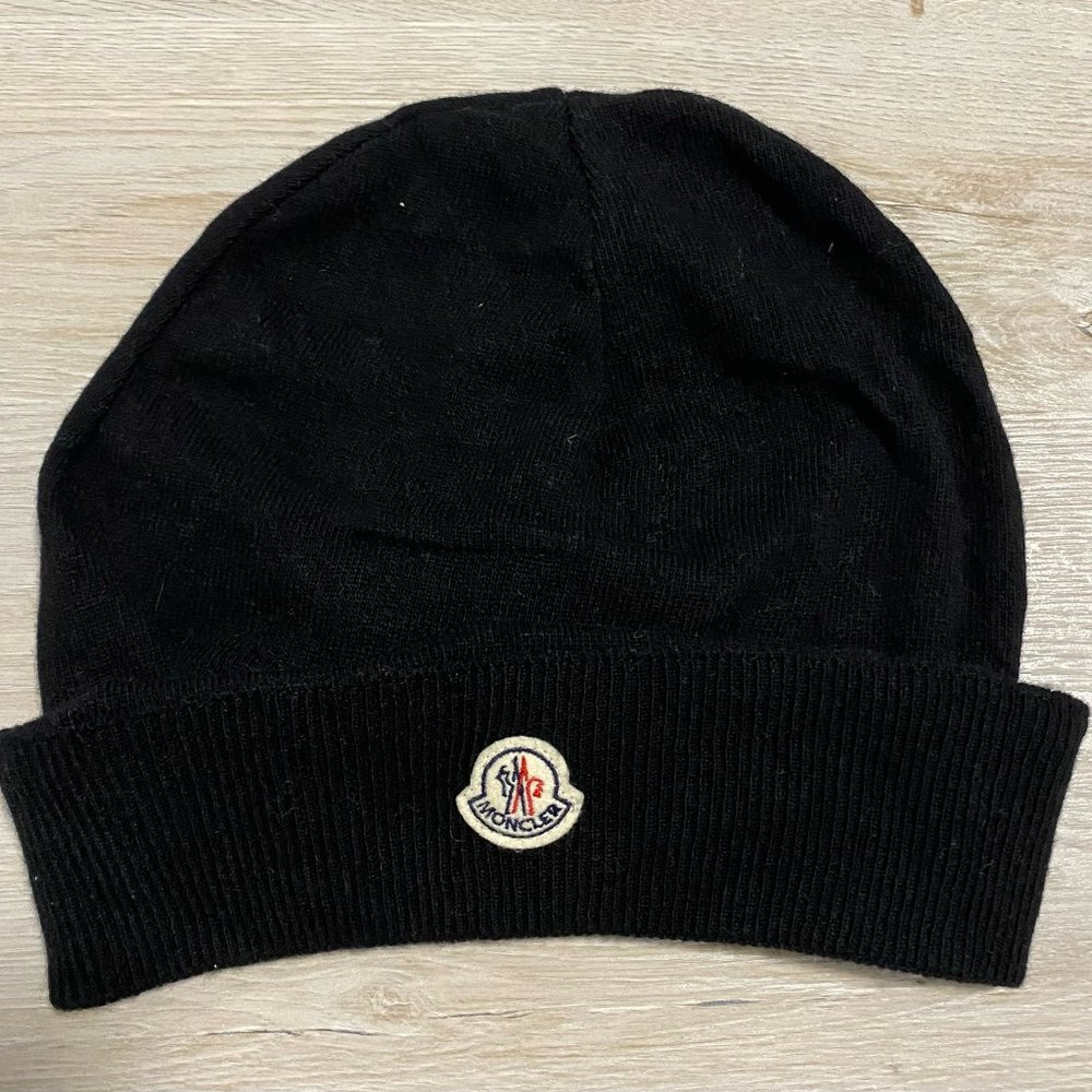 Moncler black beanie hat